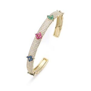 FLORETTE COLORFUL GOLD CZ BANGLE BRACELET